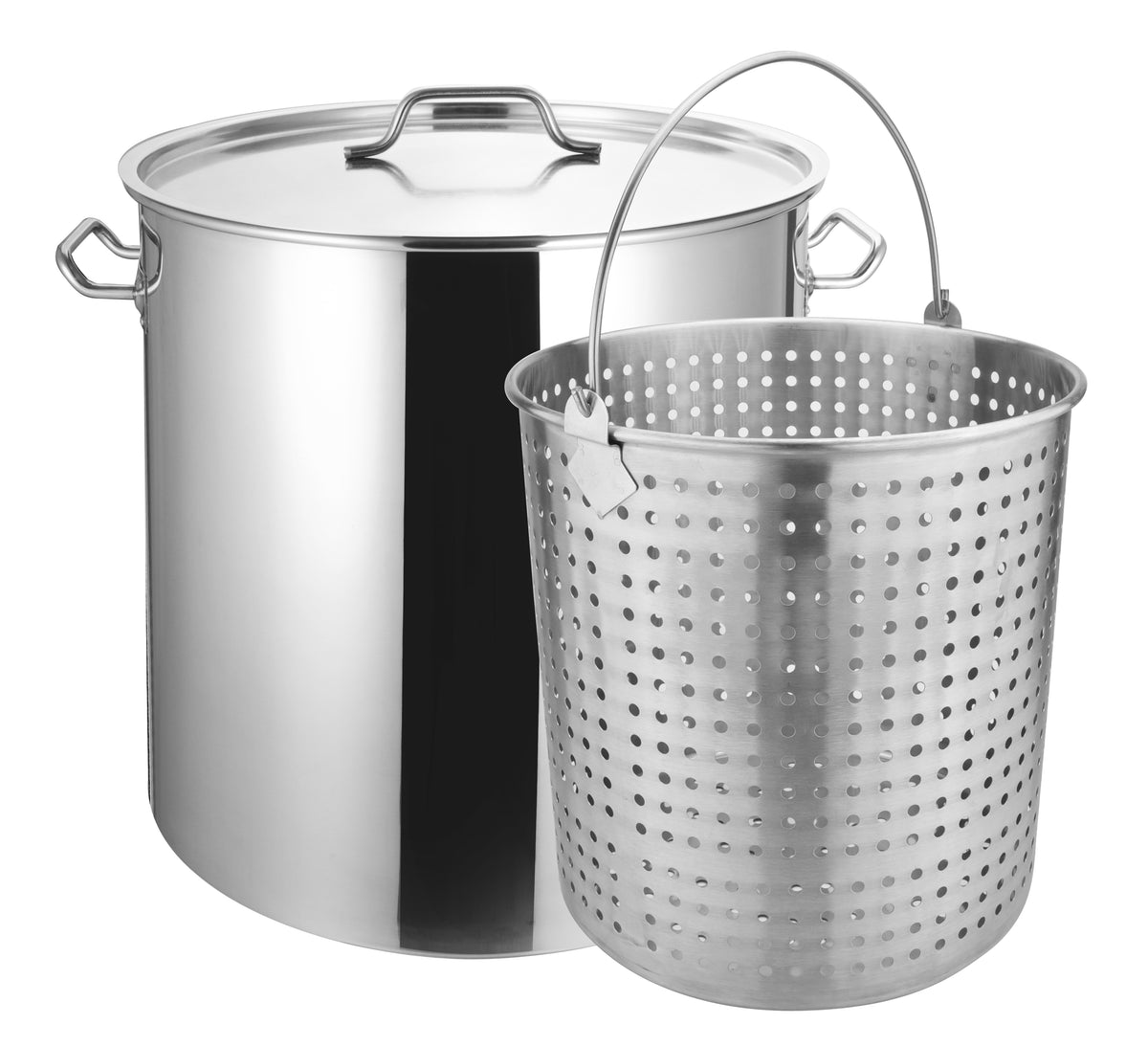 Bene Casa 100Qt Stainless Steel Boiling Pot with Strainer Basket and L
