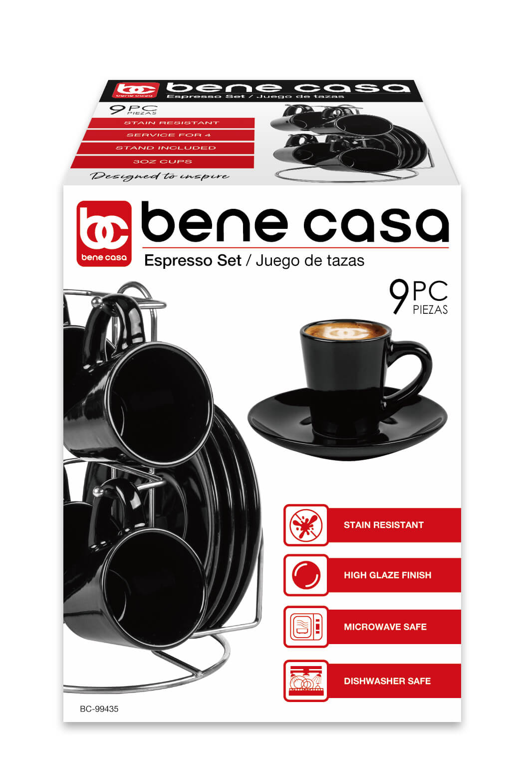 
                  
                    Bene Casa 9-Piece Espresso Demitasse Cup and Saucer Set with Stand (3 colors)
                  
                