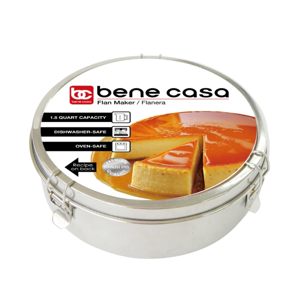 Bene Casa 1.5Qt Stainless Steel Flan Maker, Flan Mold, 7.5" Diameter