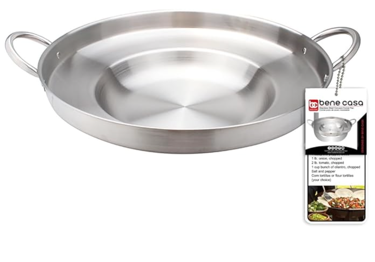 
                  
                    Bene Casa Stainless-steel 22.4-inch Comal pan, belly up, rust free
                  
                