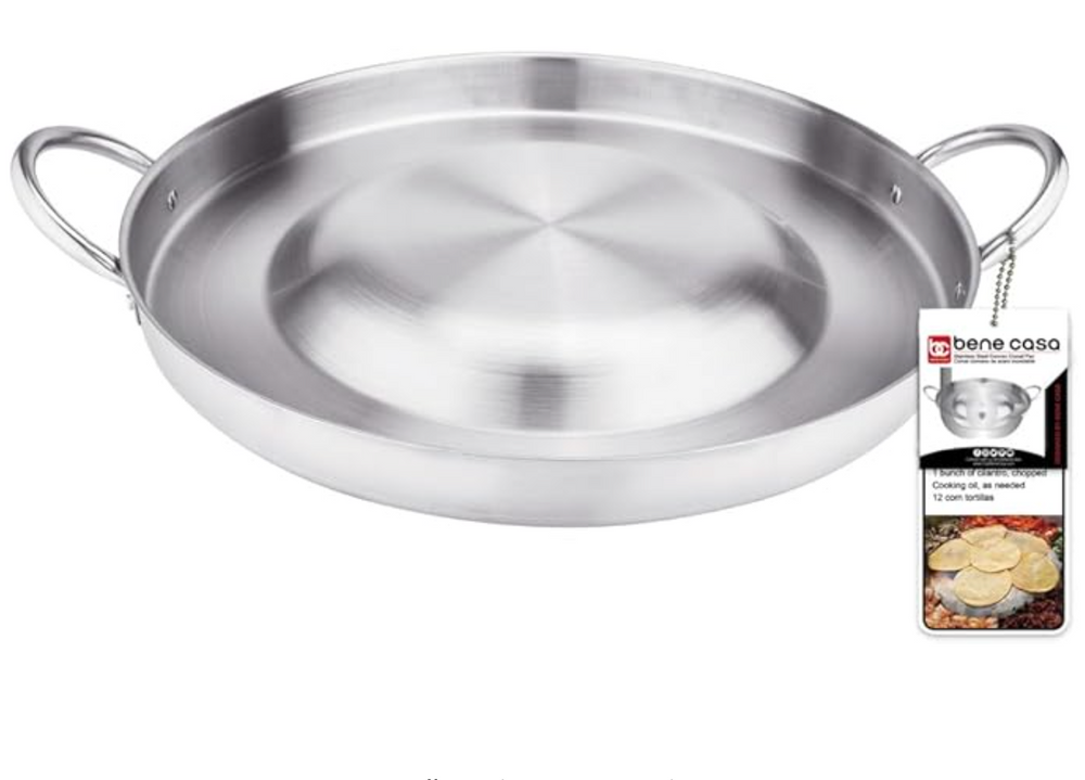 
                  
                    Bene Casa Stainless-steel 22.4-inch Comal pan, belly up, rust free
                  
                