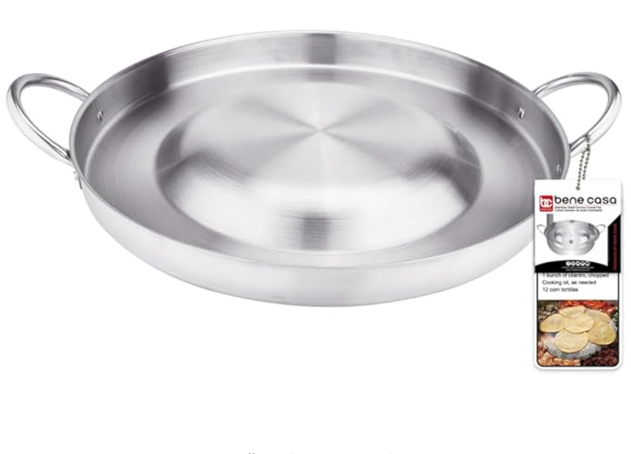 
                  
                    Bene Casa Stainless-steel 22.4-inch Comal pan, belly up, rust free
                  
                