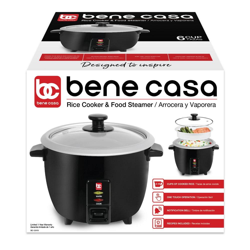 Bene Casa - Rice Cooker with Glass Lid - 6 Cups