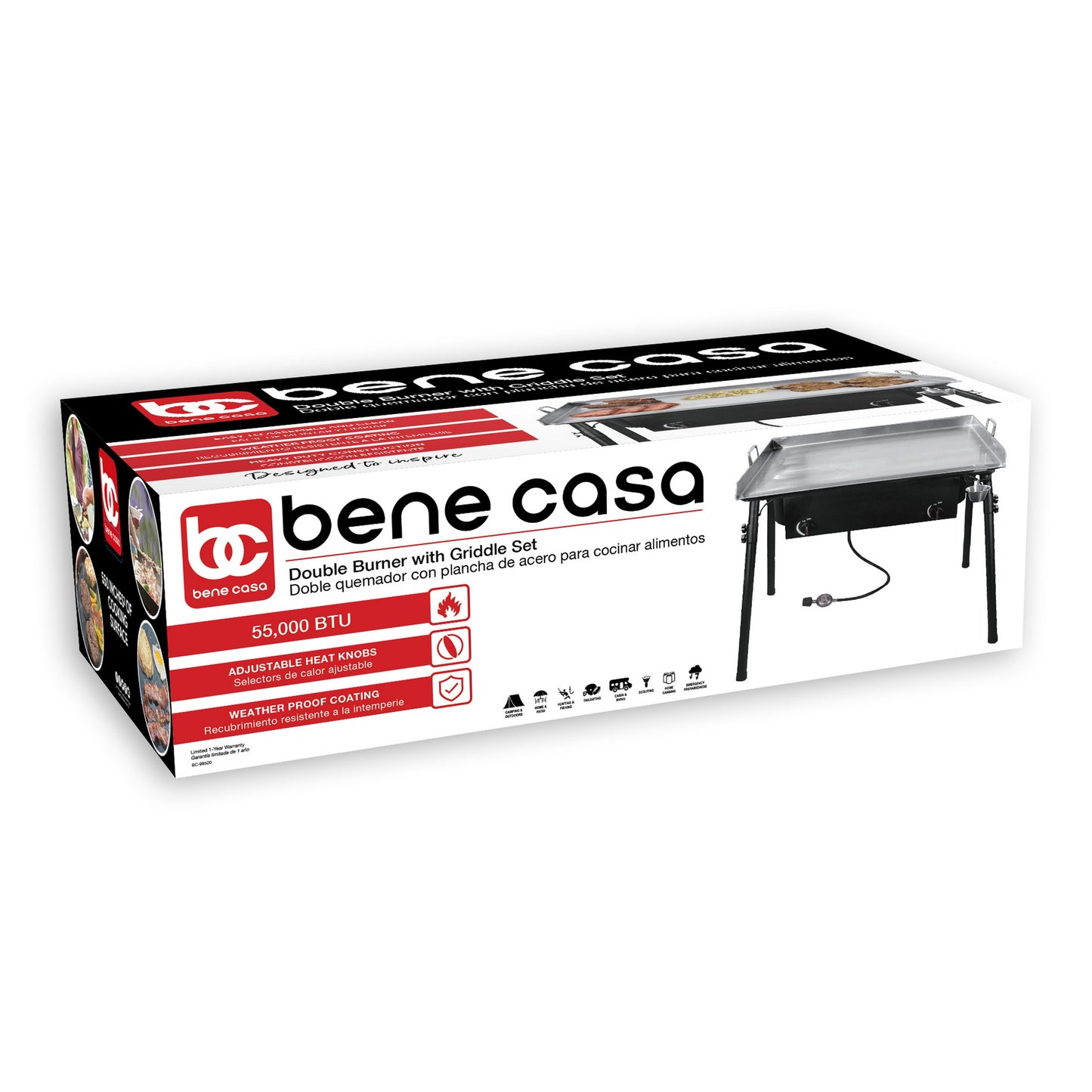 Bene Casa Double Cast Iron Burner w/ Stand & Griddle Station (Single)