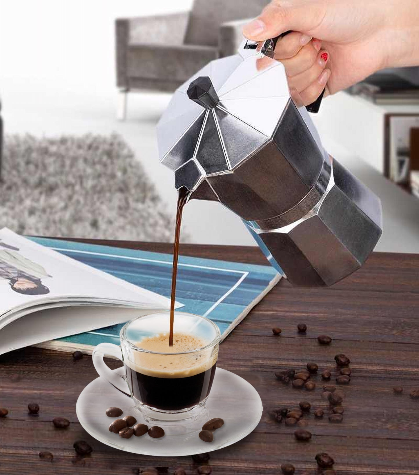4 Nespresso Coffee Cappuccino Clear Glass Demitasse Cups Mugs Set