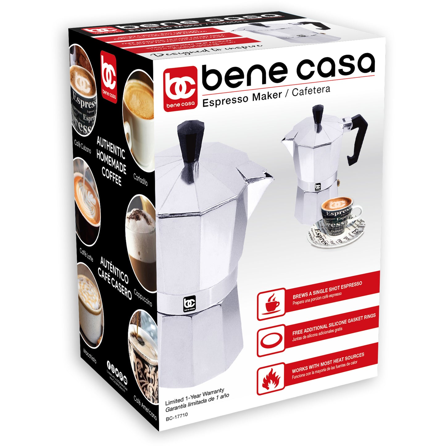 Bene Casa Portable 1 - 3 Cup Espresso Coffee Maker BC-95513 - Very Gently  Used
