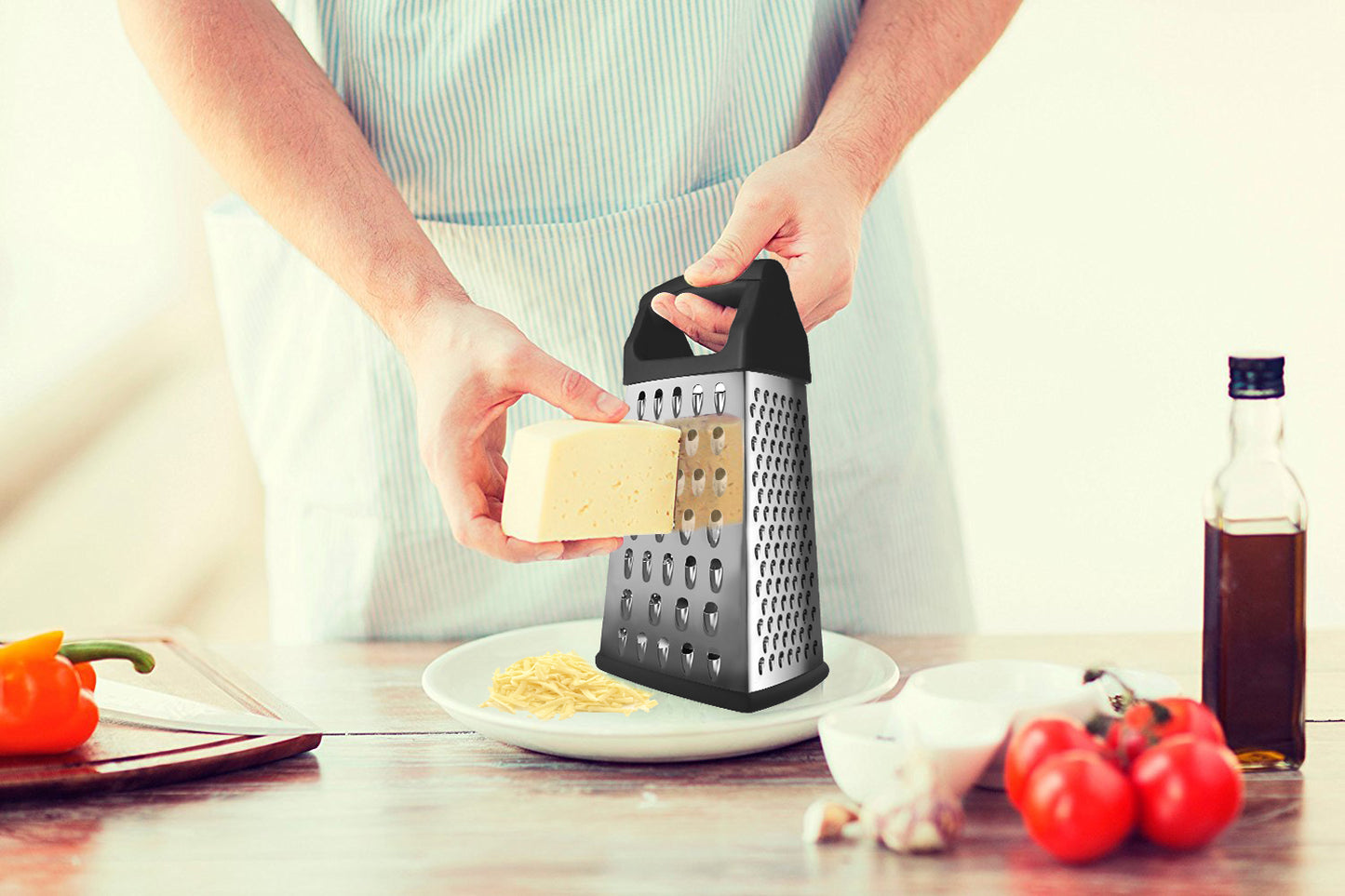 Cheese Grater, Handheld Kitchen Grater With Long Stainless Steel