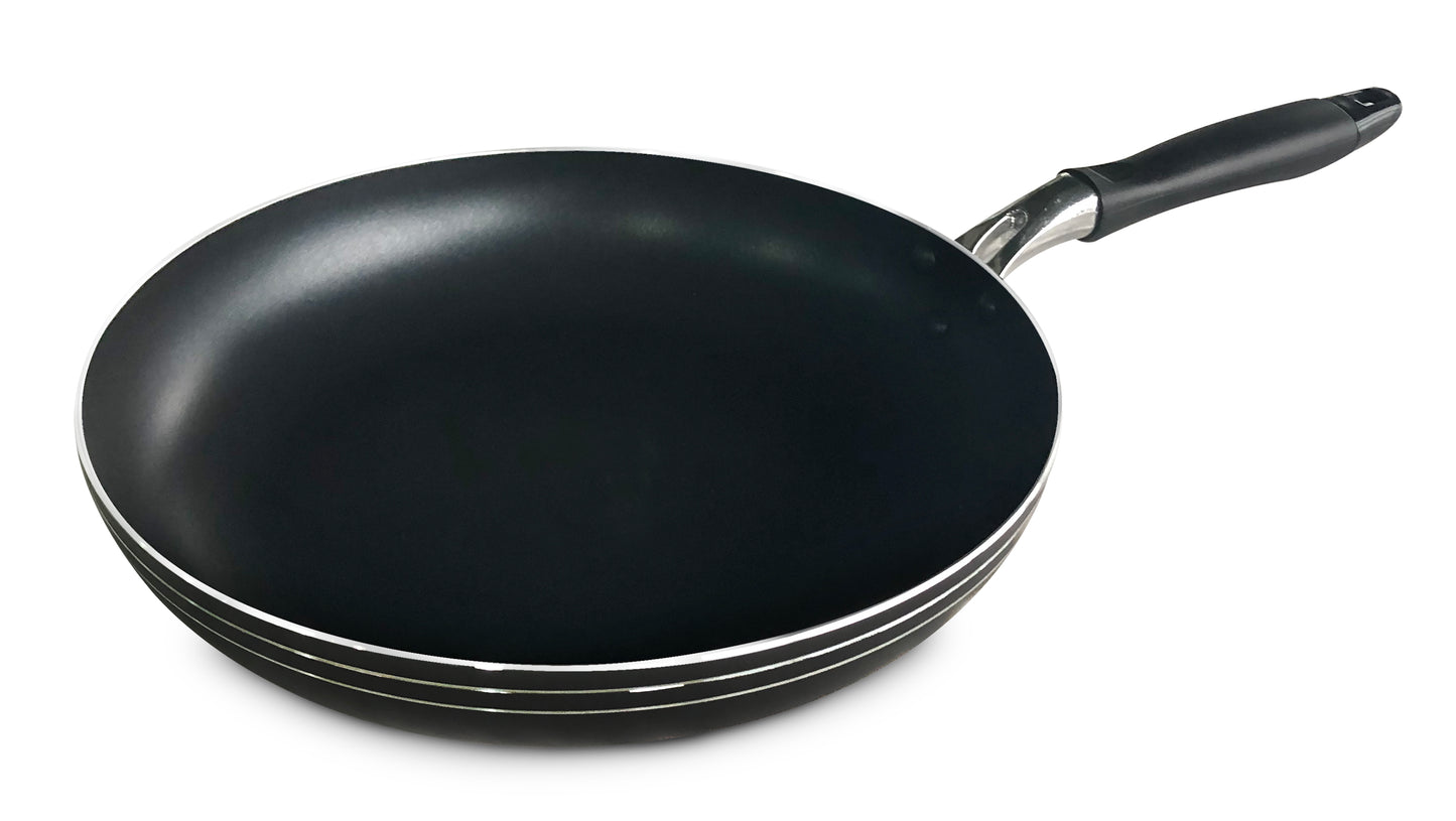 Bene Casa - Black Nonstick Aluminum Frying Pan with Glass Lid (6) -  Dishwasher Safe for Easy Cleaning