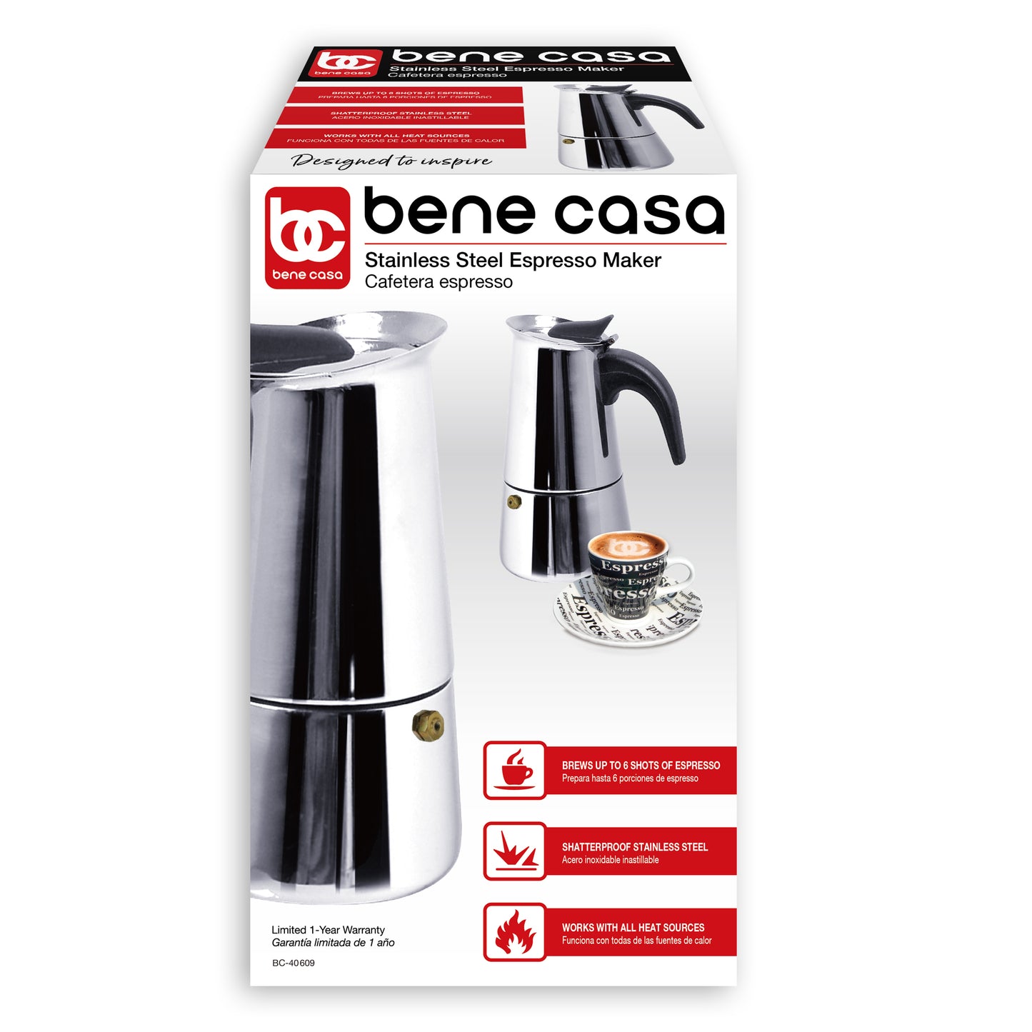 Bene Casa 6 Shot ELECTRIC ESPRESSO COFFEE Maker Cafetera Cordless Portable  Clear 