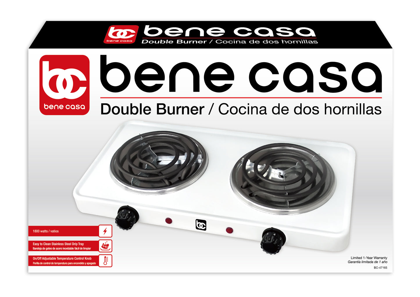 Double Electric Burner Cooktop with Adjustable Temperature - Model
