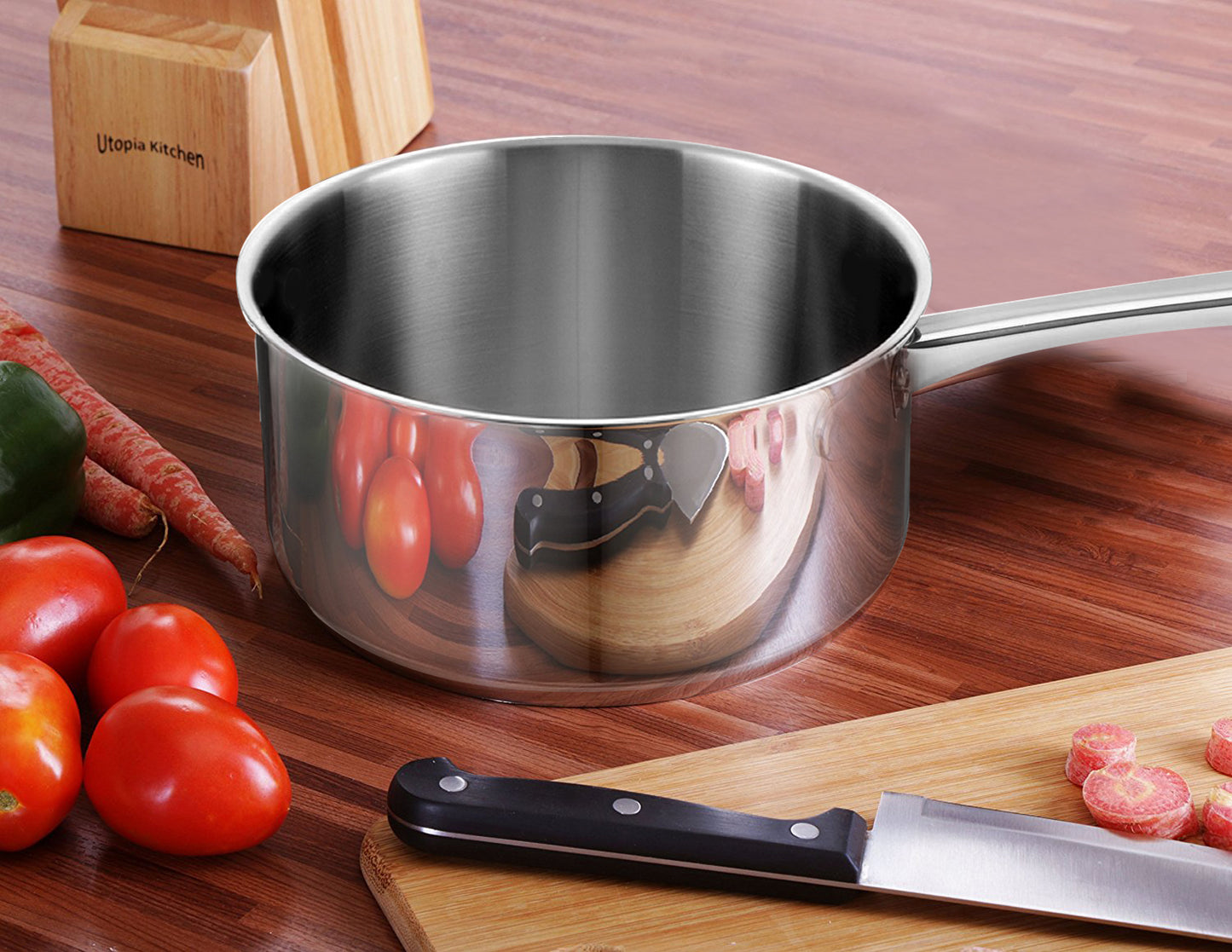 Sauce Pan with Glass Lid Wooden Handle Nonstick Aluminum Small Pot