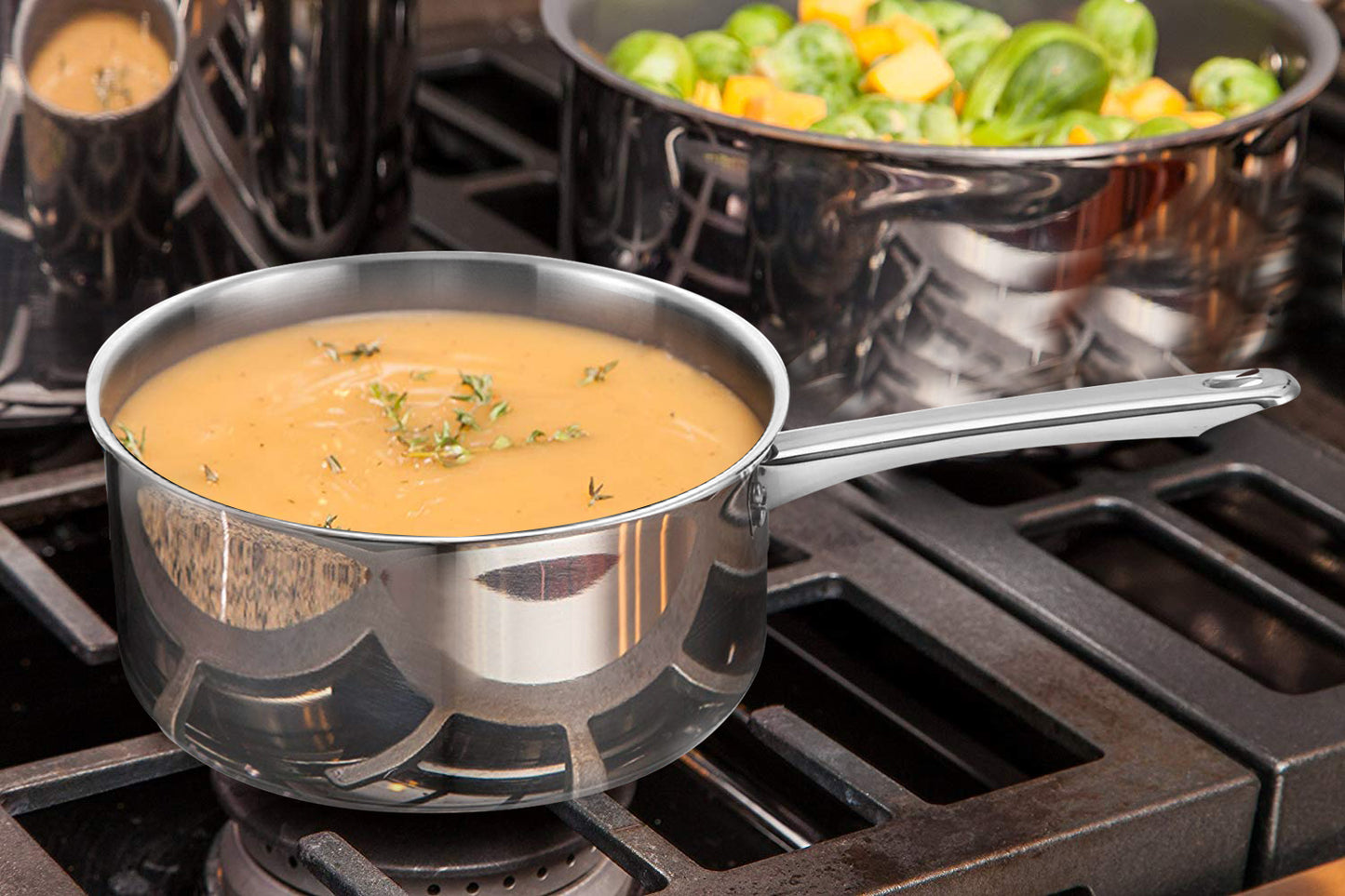 Stainless Steel Soup Soup Pot With Lid Stock Pan Sauce Cooking Small  Saucepan Lid Daily Use