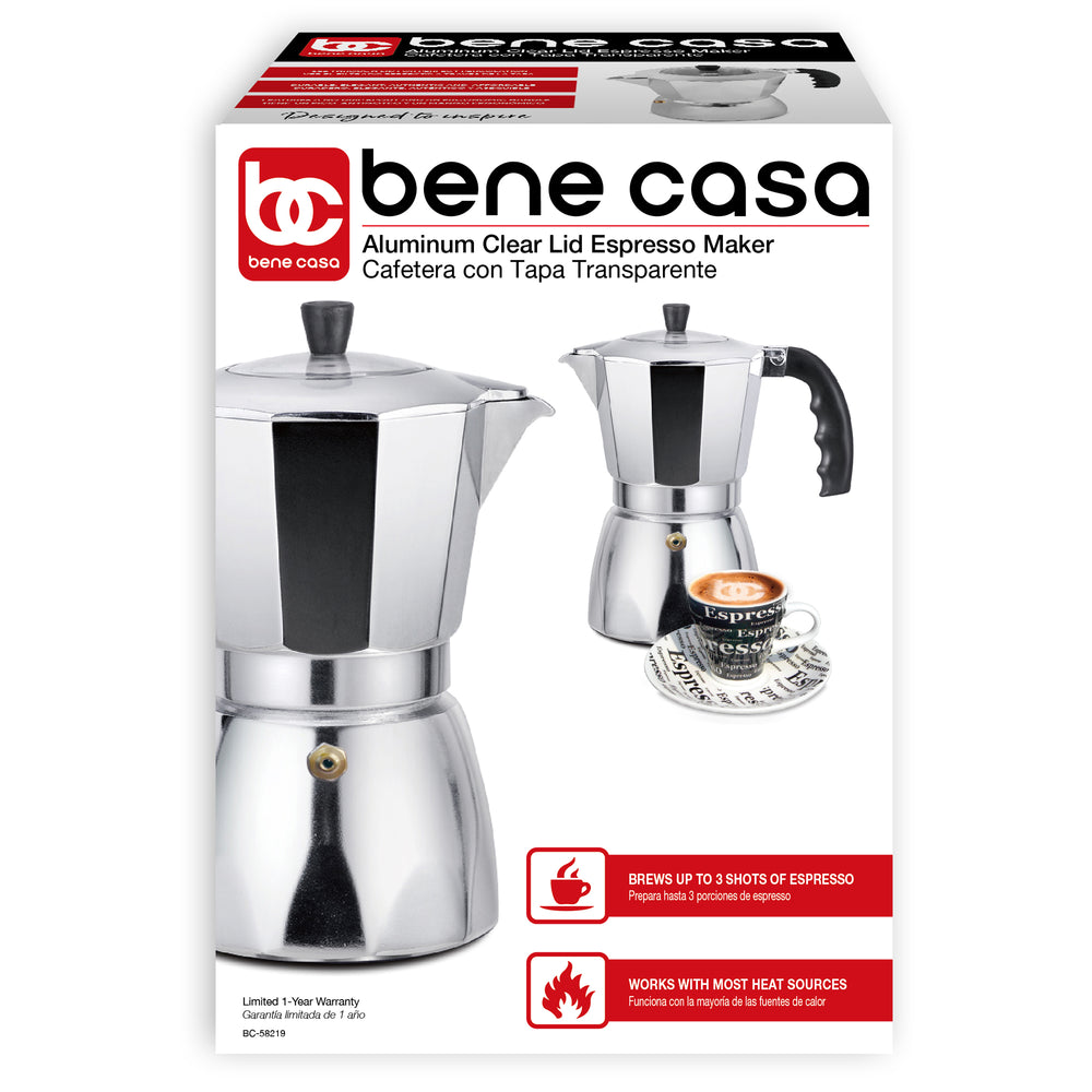 Bene Casa Espresso Coffee Maker, 3 Cup, 12 x 9 x 8: Electric Espresso  Maker: Home & Kitchen 