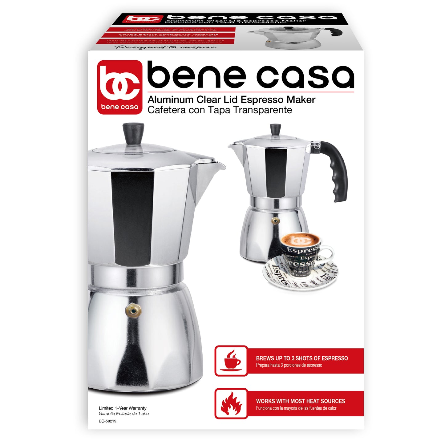 BC-95511 Bene Casa Espresso Coffee Maker, 3 Cup