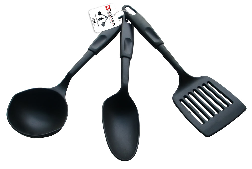 Bene Casa 3 Piece Nylon Kitchen Utensils Set, Ladle, Turner, Spoon