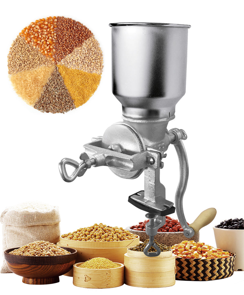 NOGIS Manual Grain Grinder Mill, Adjustable Grain Blender Machine, Cast  Iron Grain Crusher with Large Material Funnel for Wheat Bean Rice Coco  Pepper Grains Nuts for Home Kitchen 