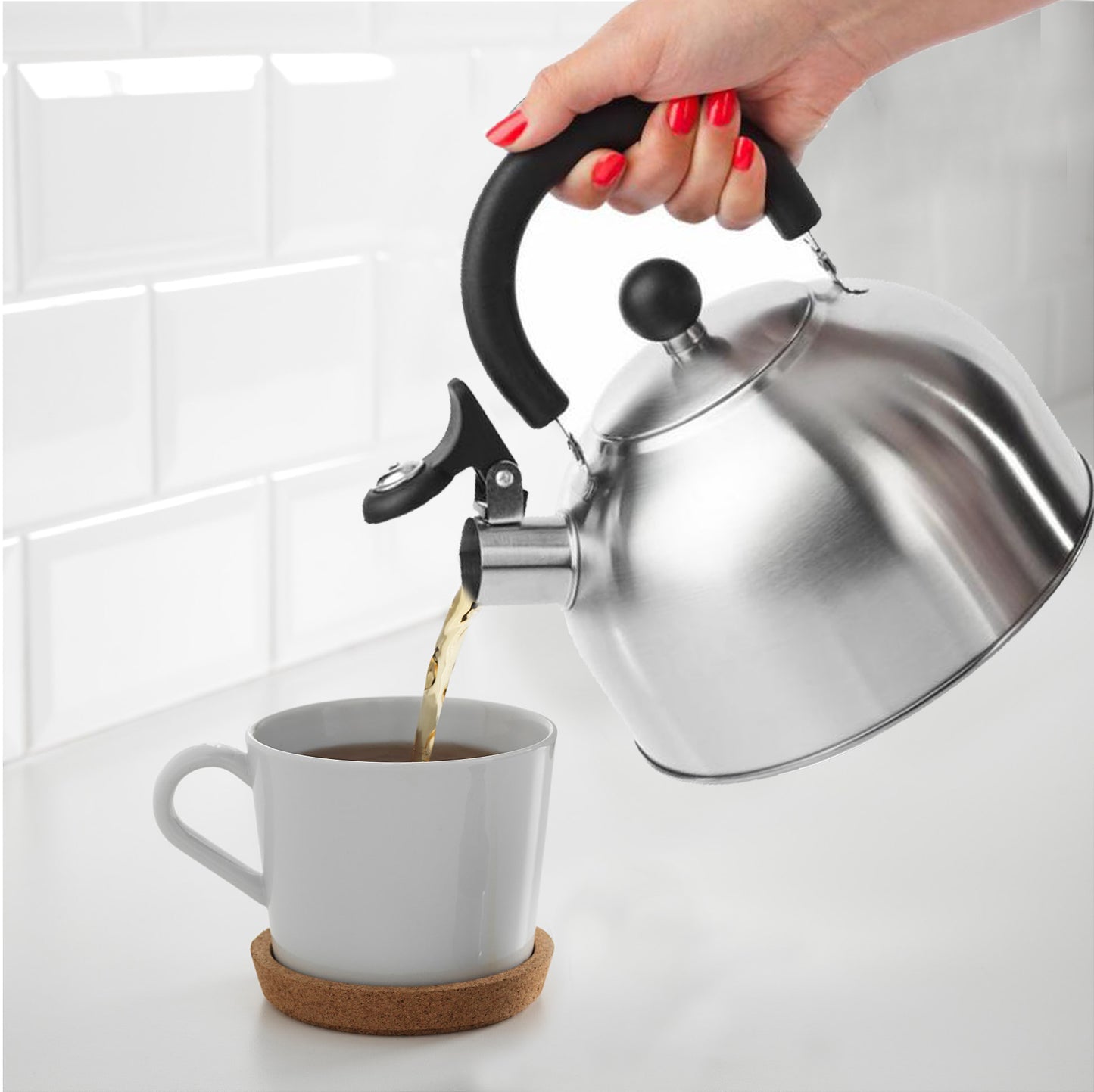 Whistling Stovetop Tea Kettle, Durable Lightweight Water Kettle