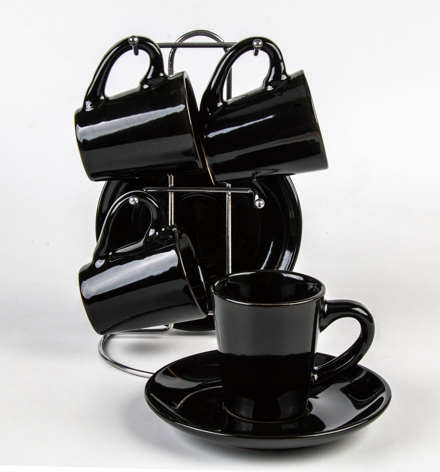 Bene Casa Espresso Coffee Maker with 2 Cups and Saucers Set