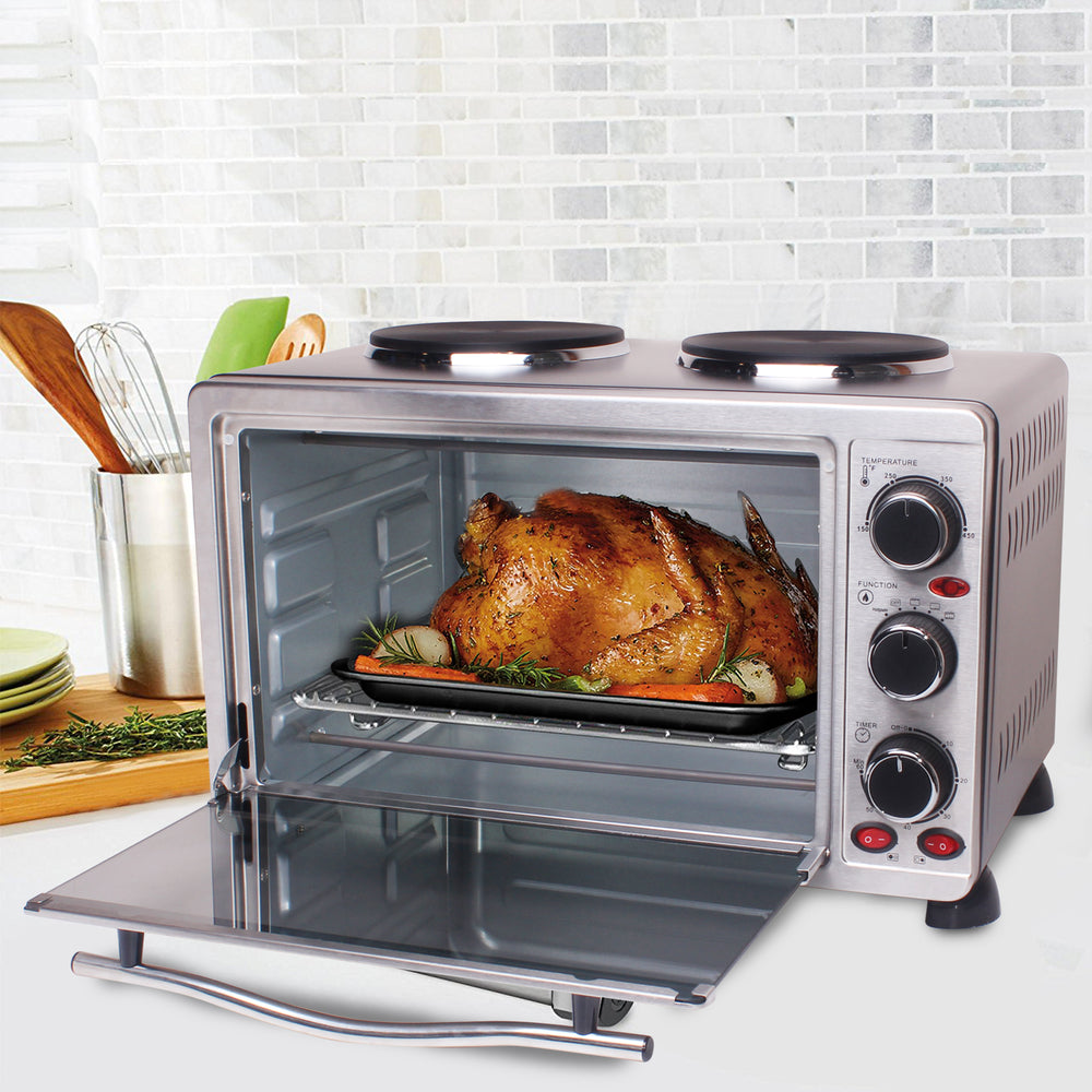 6-Slice Countertop Rotisserie Toaster Oven - fits a 12” pizza 23L