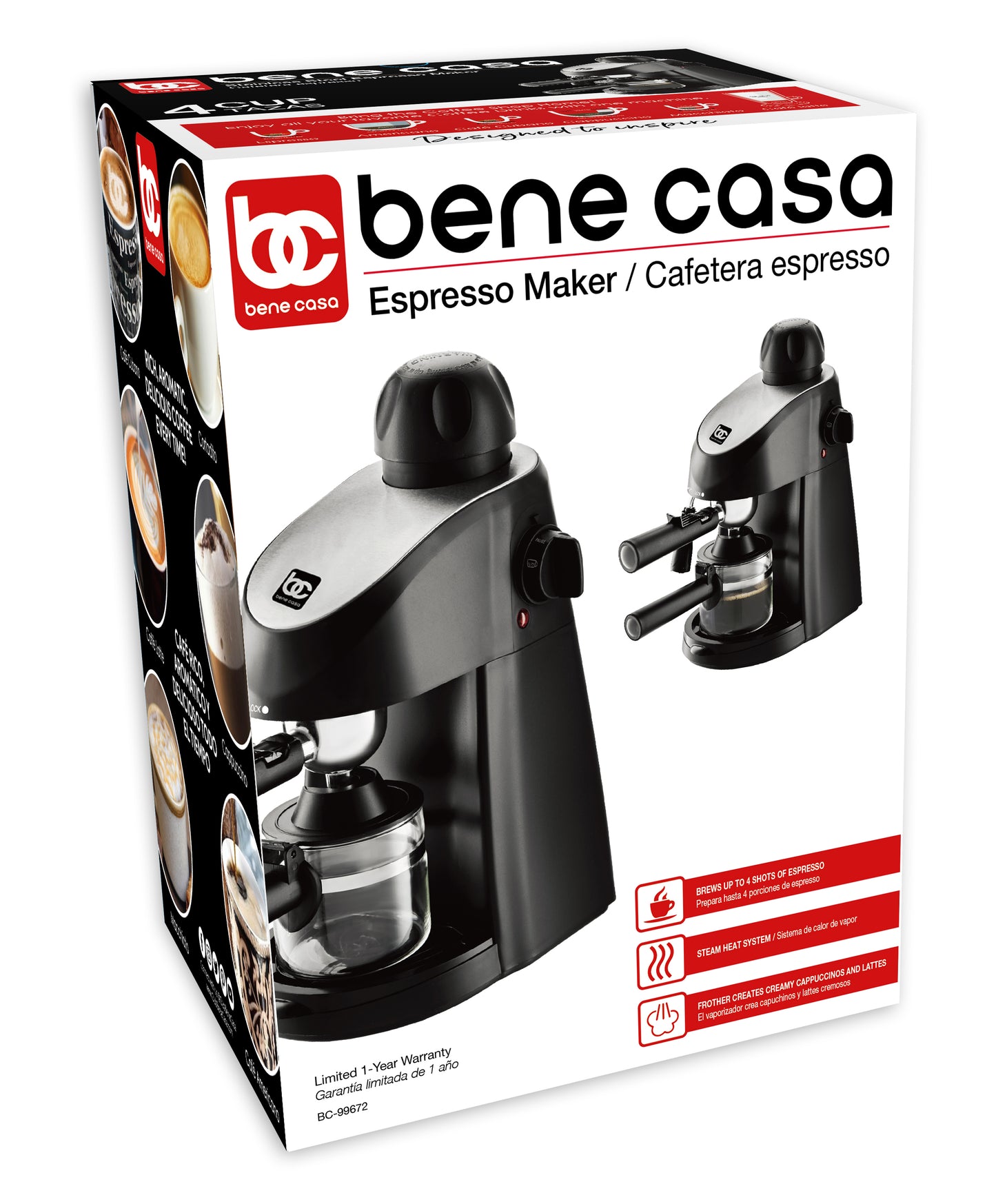 Bene Casa, Kitchen, Neveropened Bene Casa 4 Cup Espresso Maker With Milk  Frother