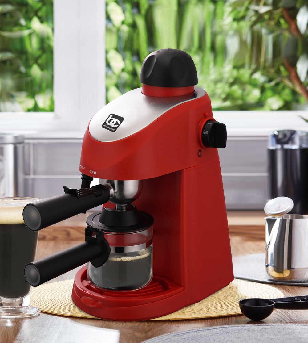 Bene Casa Espresso Machine Maker with Frother, Red